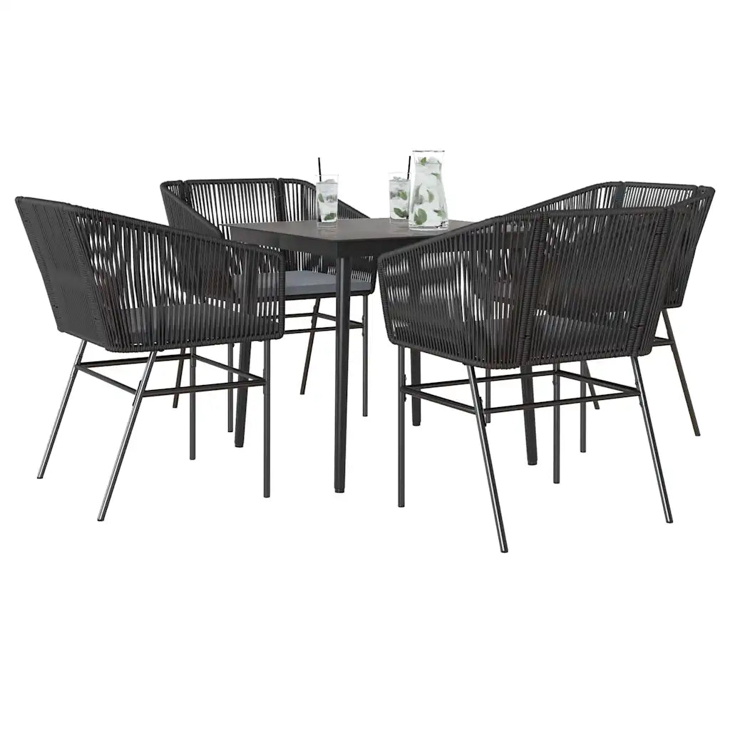 Set da Pranzo da Giardino con Cuscini 5 pz | Set Salotto da Giardino Polyrattan Vetro