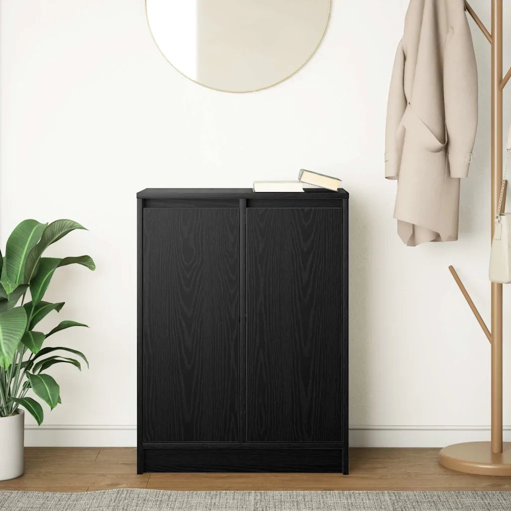 Credenza Rovere Nero 57x34x76 cm in Legno Multistrato