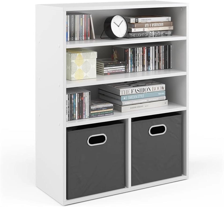 Libreria, Bianco, 72 x 90.2 cm 2 scomparti, per la conservazione e l'organizzazione di supporti e accessori