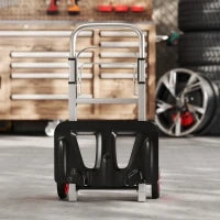 Carrello a Mano Pieghevole in Alluminio, Portata 90 kg con Ruote, Manico Telescopico Regolabile 40x41x108 cm Argento e Nero
