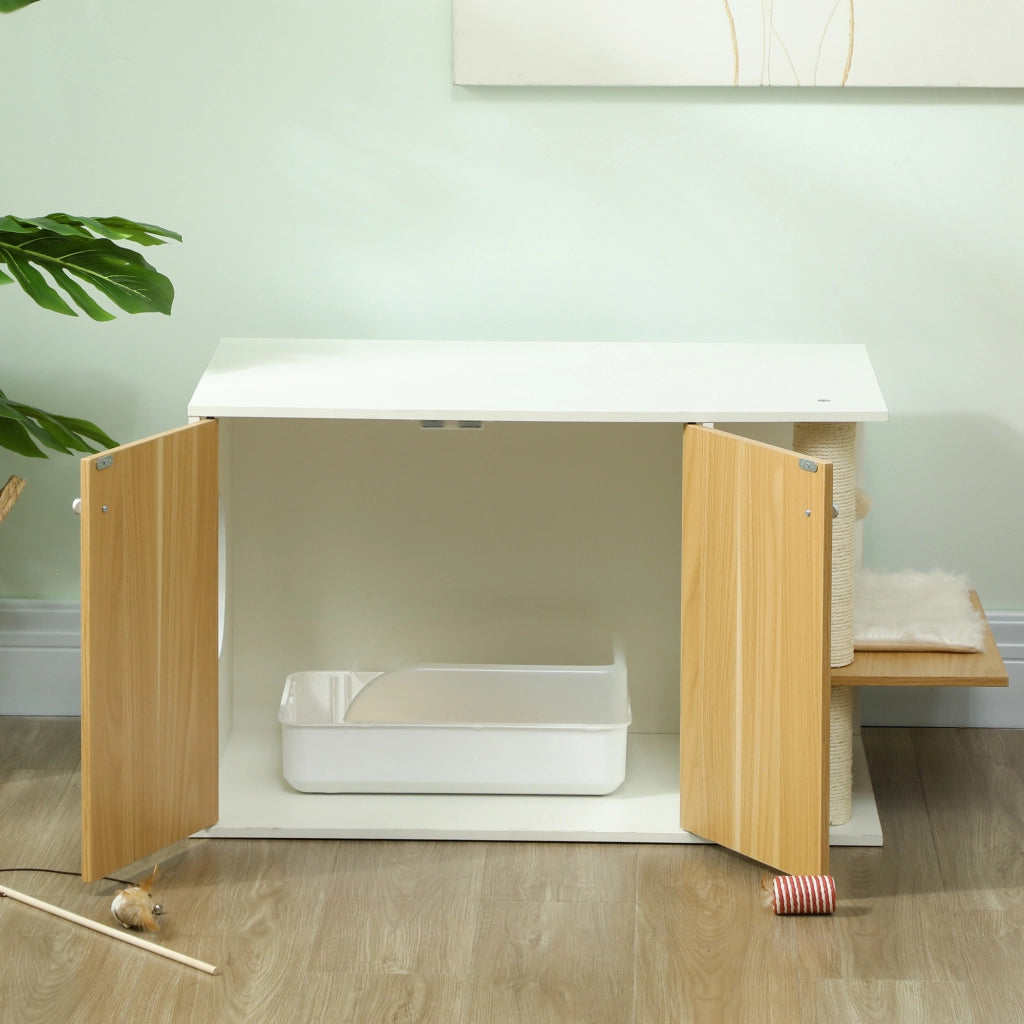 Centro Giochi per Gatti con Cuscino e Palla ¨C Zephmum ¨C 94x48x50,5cm Bianco