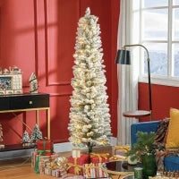 Albero di Natale Innevato con 329 Rami e Luci LED Bianche, in Plastica e Metallo, Ø52x180 cm, Verde