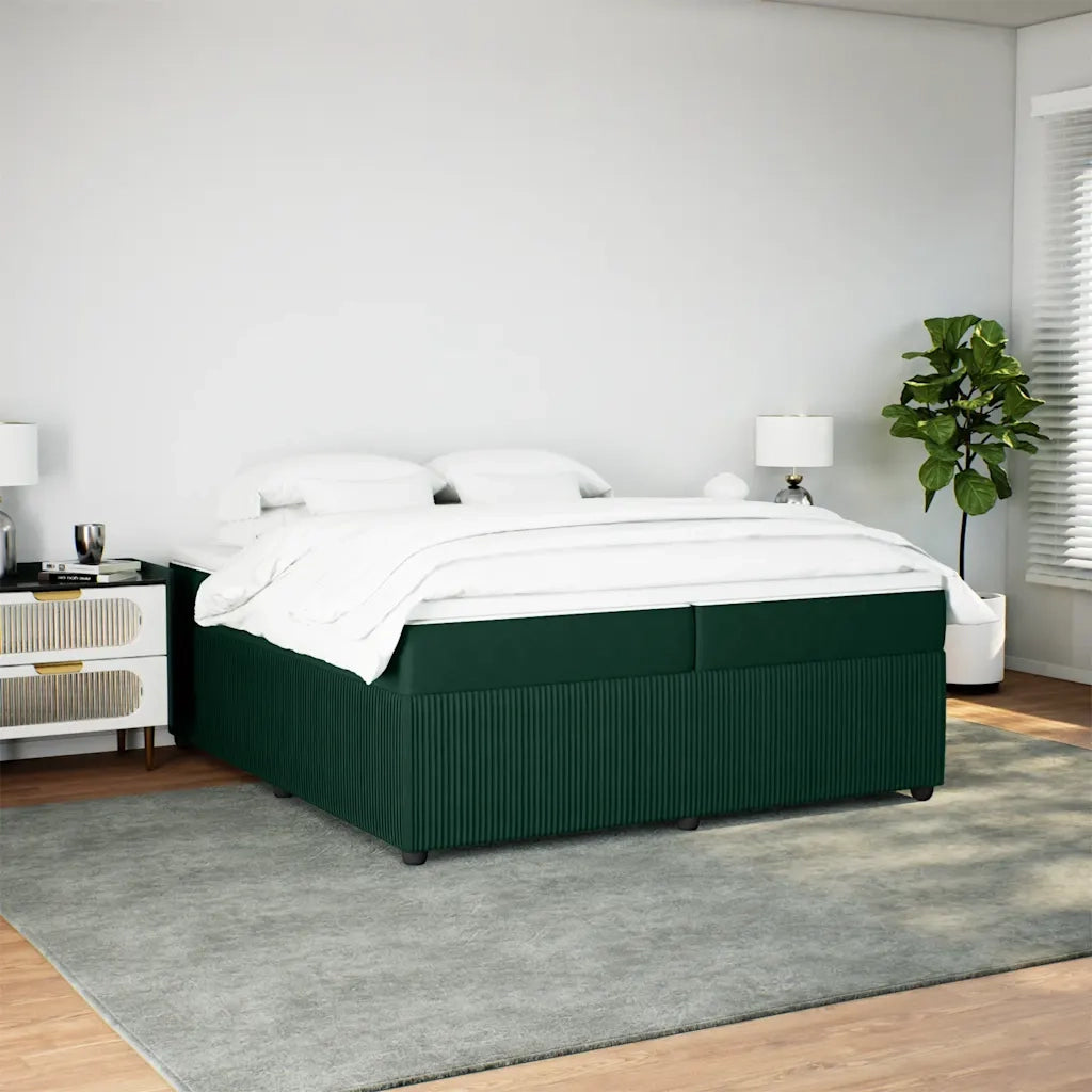 Giroletto a Molle con Materasso Verde Scuro 200x200 cm Velluto 3285665