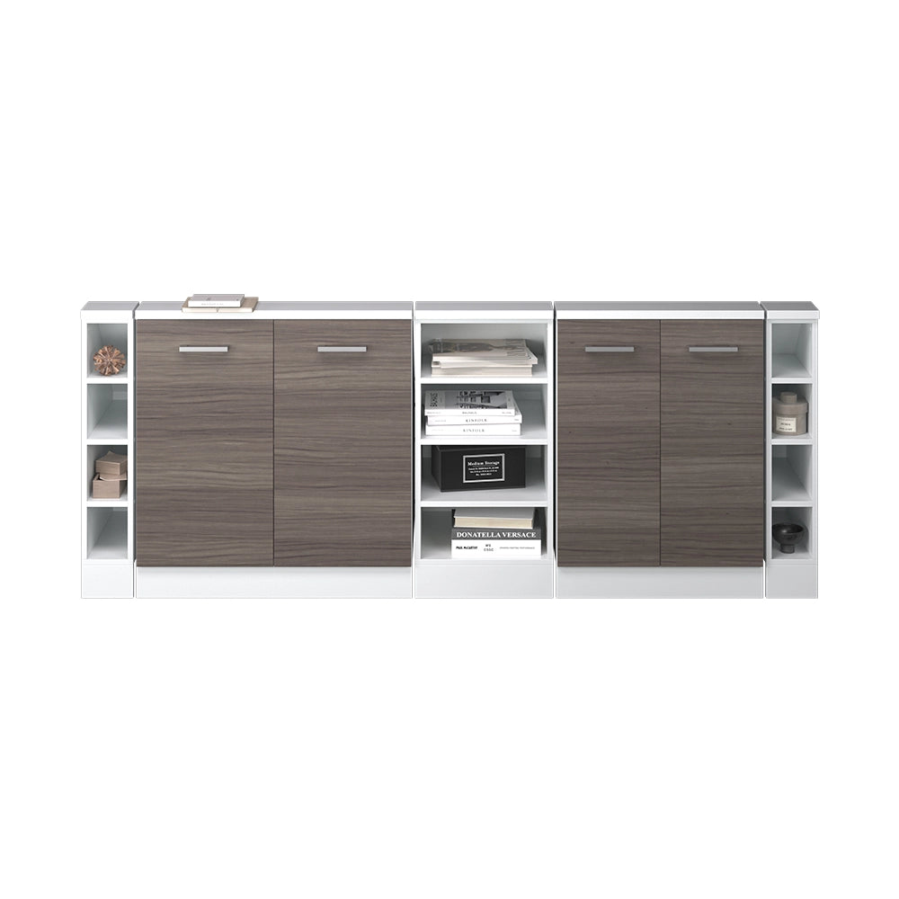 Mobile cucina sottotetto R-Line Grigio nobile/Bianco 210 cm Set di 5 Vicco