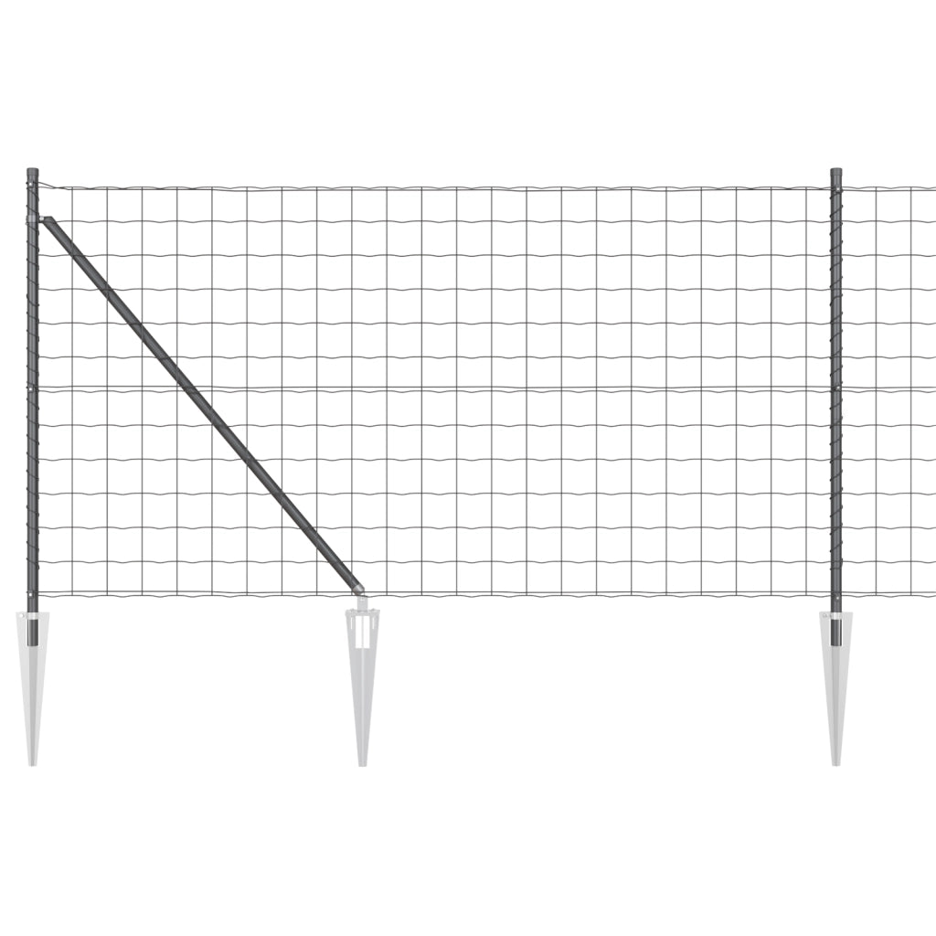 Recinzione Euro con 7 Posti 1x10 m Acciaio Galvanizzato Grigio