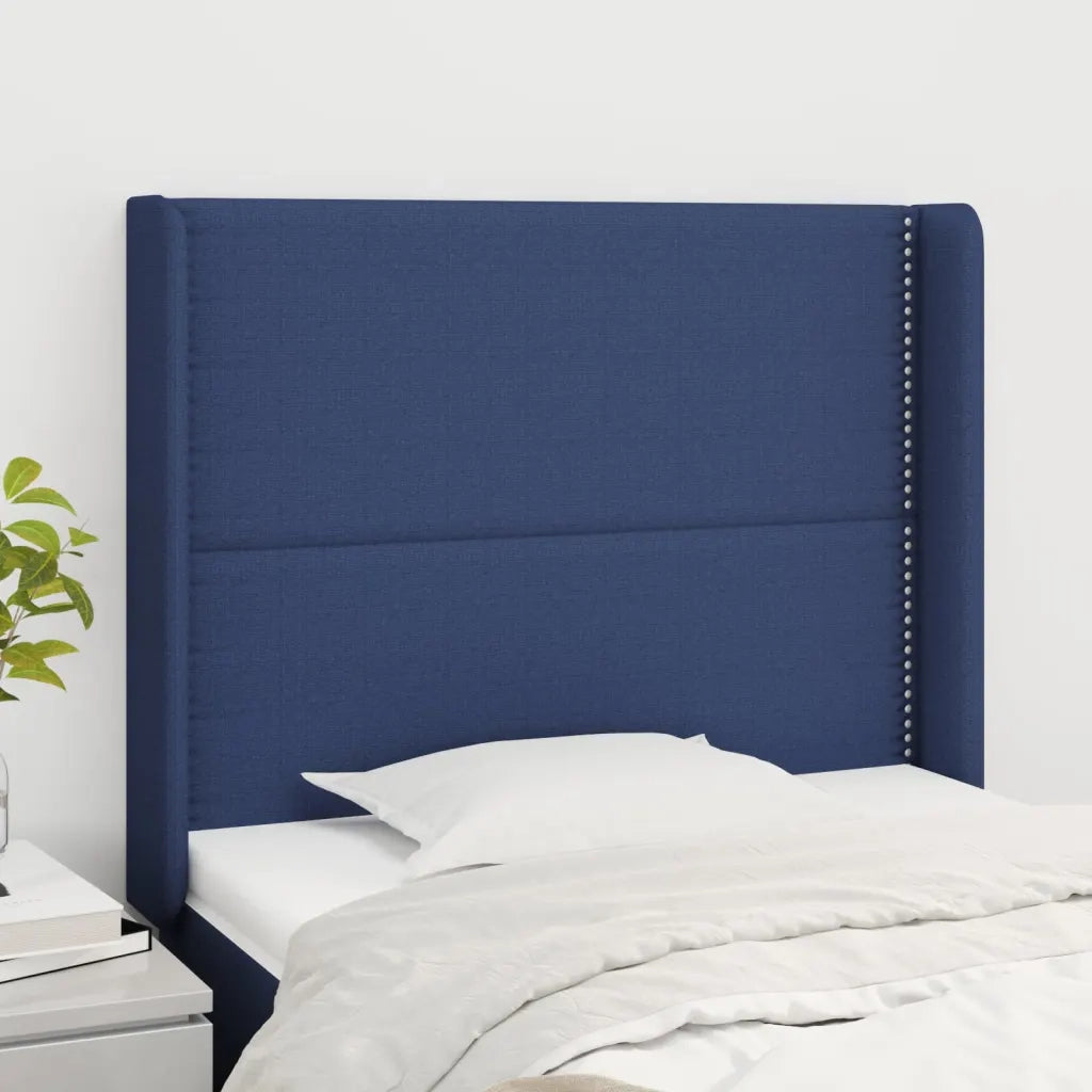 Testiera | Testata ad Orecchio Blu 103x16x118/128 cm in Tessuto