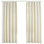 Tende Oscuranti | Tende Blackout con Ganci 2 pz Crema in Velluto 140x175 cm