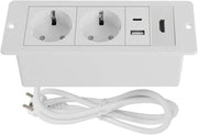 Tappo a muro in vetro con prese e USB incorporato - Bianco