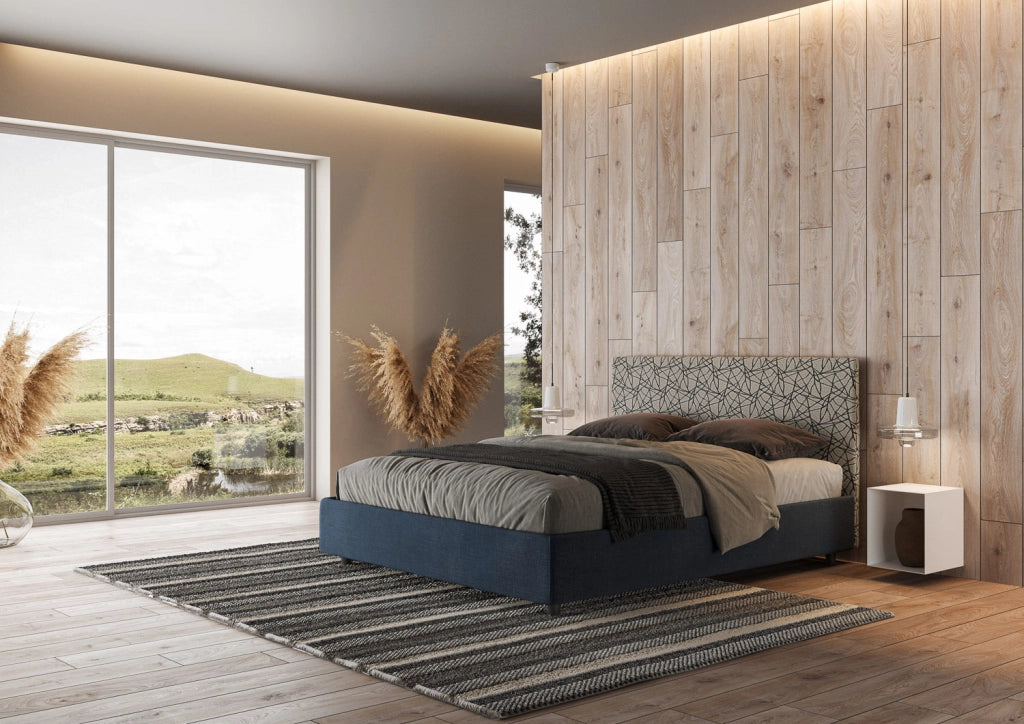 Letto matrimoniale senza rete imbottito 160x210 tessuto Era 2 grigio Arla