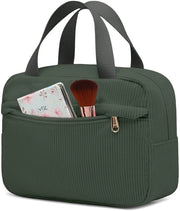 Zak di cartone a strisce corduroy con chiusura metallica, organizzatore di borse per cosmetici da viaggio per donne, per viaggi, scuola, regalo