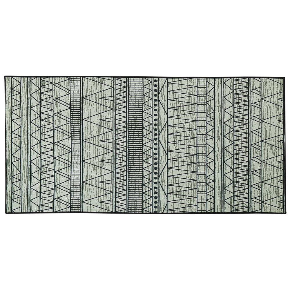 Tappeto Nero e grigio poliestere 80 x 150 cm a pelo corto motivo geometrico