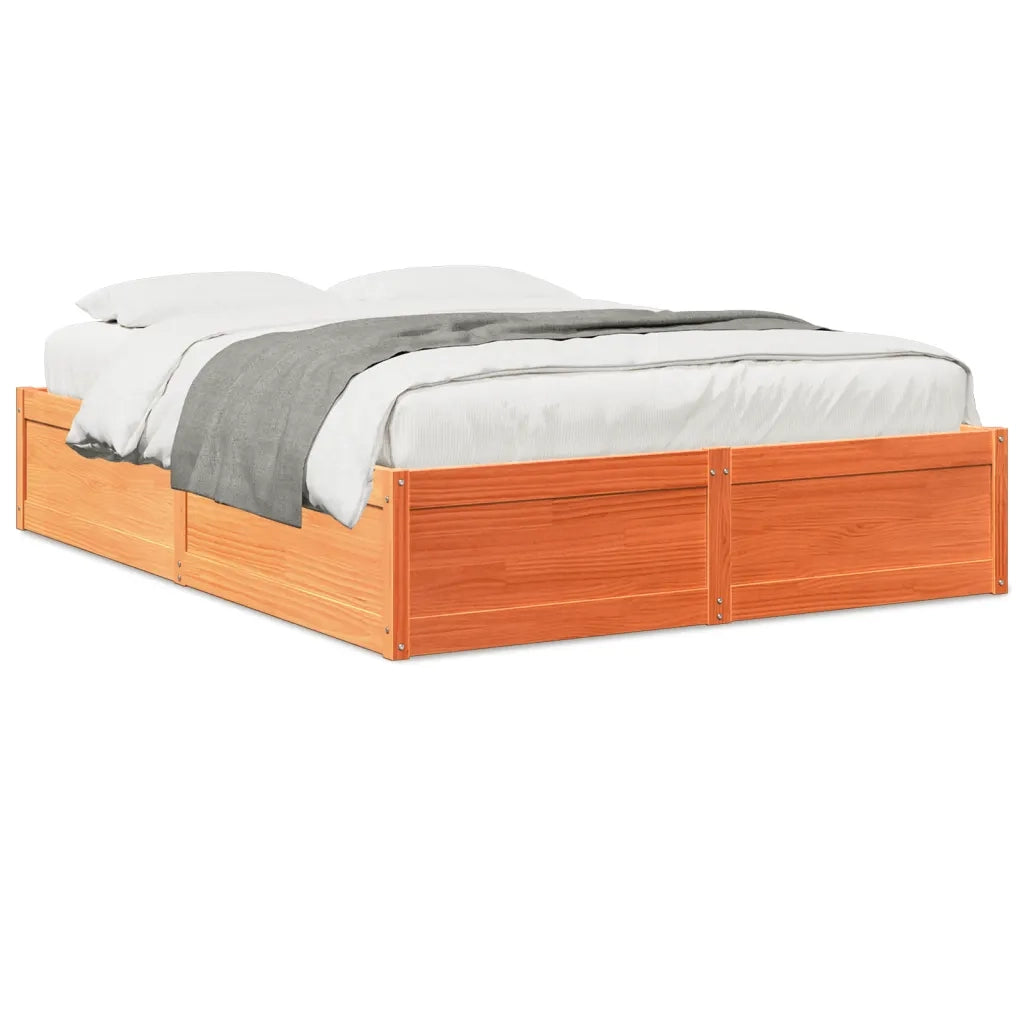 Letto senza Materasso-Struttura Letto Marrone Cera 160x200 cm in Legno di Pino 670803