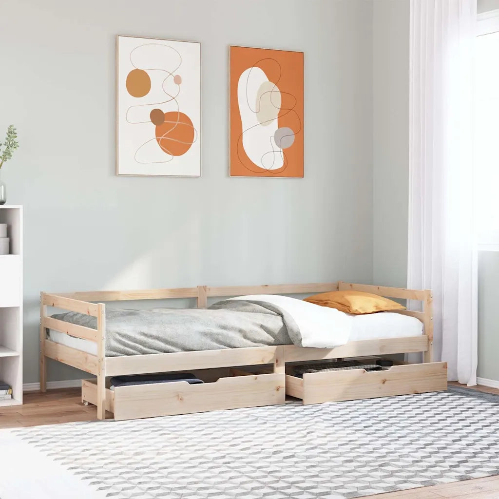 Dormeuse con Cassetti 80x200 cm in Legno Massello di Pino