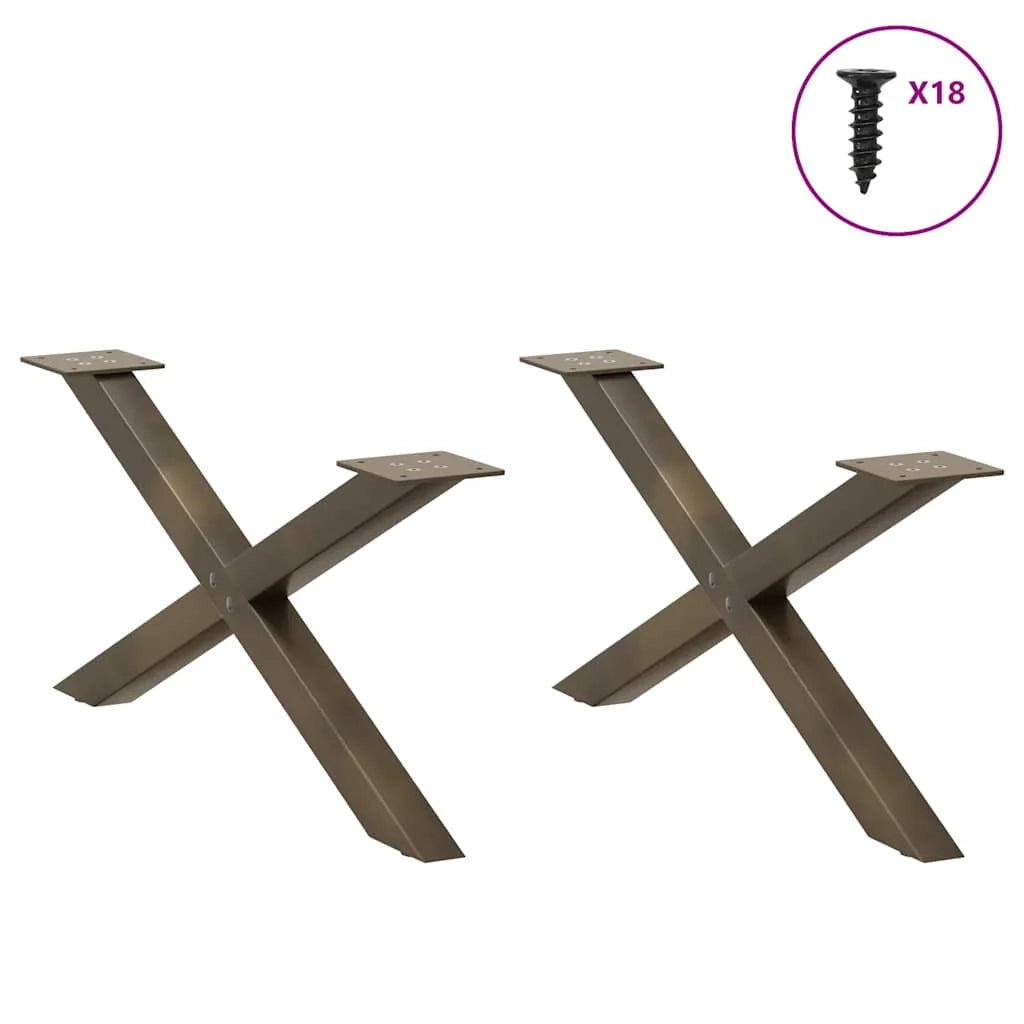 Set di 2 gambe per tavolino a forma di X 70 x 31 cm stabili e regolabili design moderno acciaio naturale 02_0057162