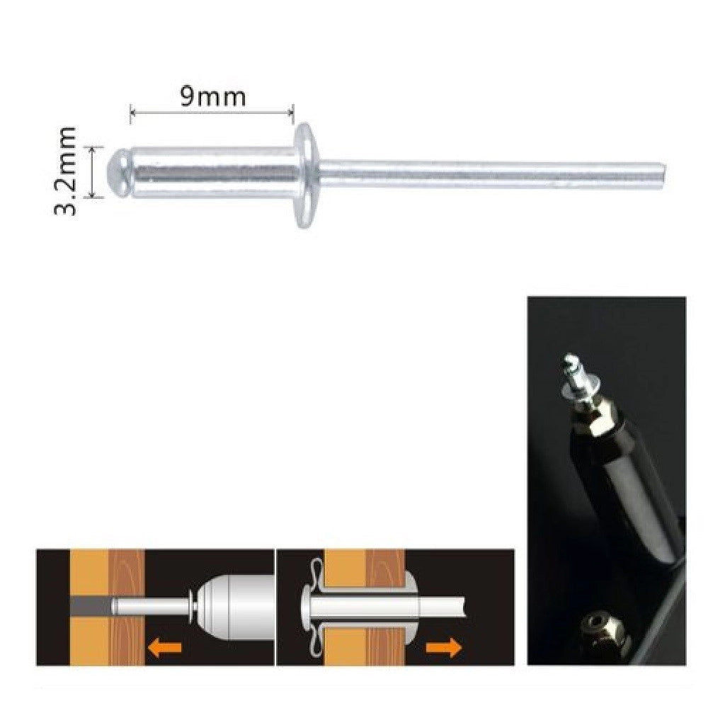 Trade Shop - Set 46 Pz Rivetti Rivetto 3.2x9mm Accessori Bricolage Ferramenta Fai Da Te 94950 -