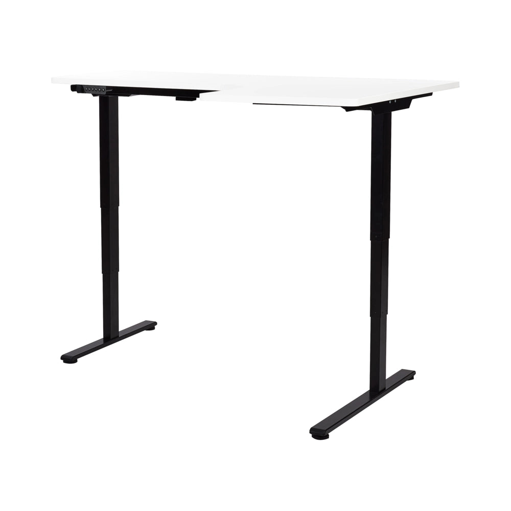 Scrivania elettrica regolabile a forma di L 160 x 59 cm Piano nero e bianco lato destro stile moderno