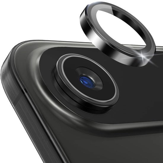 Protettore di schermo per iPhone Air 17 con installazione rapida di 1 secondo, vetro temperato Ultra HD, anello protettivo in metallo per schermo compatibile con custodia, nero