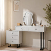 Tavolo da toeletta con specchio illuminato; piano estraibile; LED 3 colori; Bianco; B100×H76×P40cm (senza sgabello)