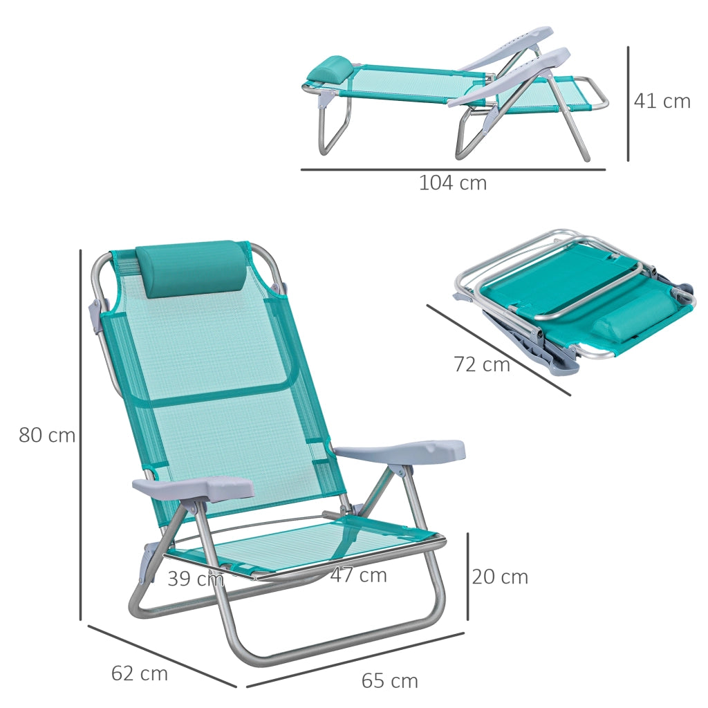Sedia da Pranzo Pieghevole Reclinabile ¨C Zephmum ¨C Grigio Blu, Alluminio, 62x65x80 cm