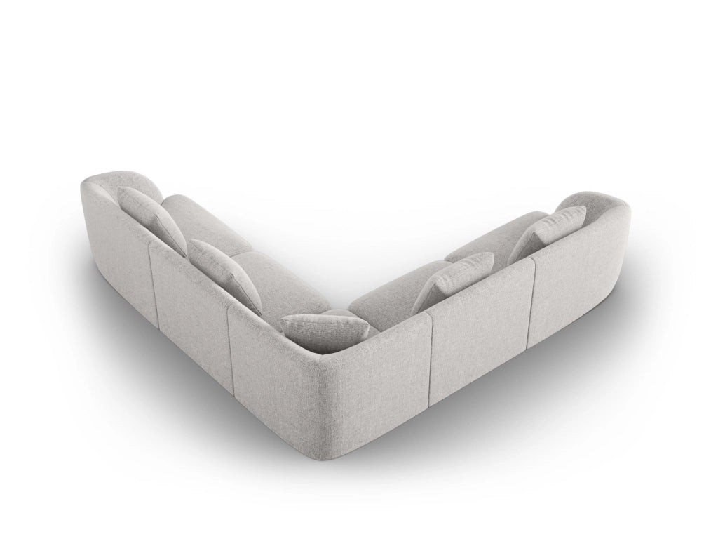 Cosmopolitan Design - Divano angolare reversibile "Tulum" 5 posti in ciniglia grigio chiaro 