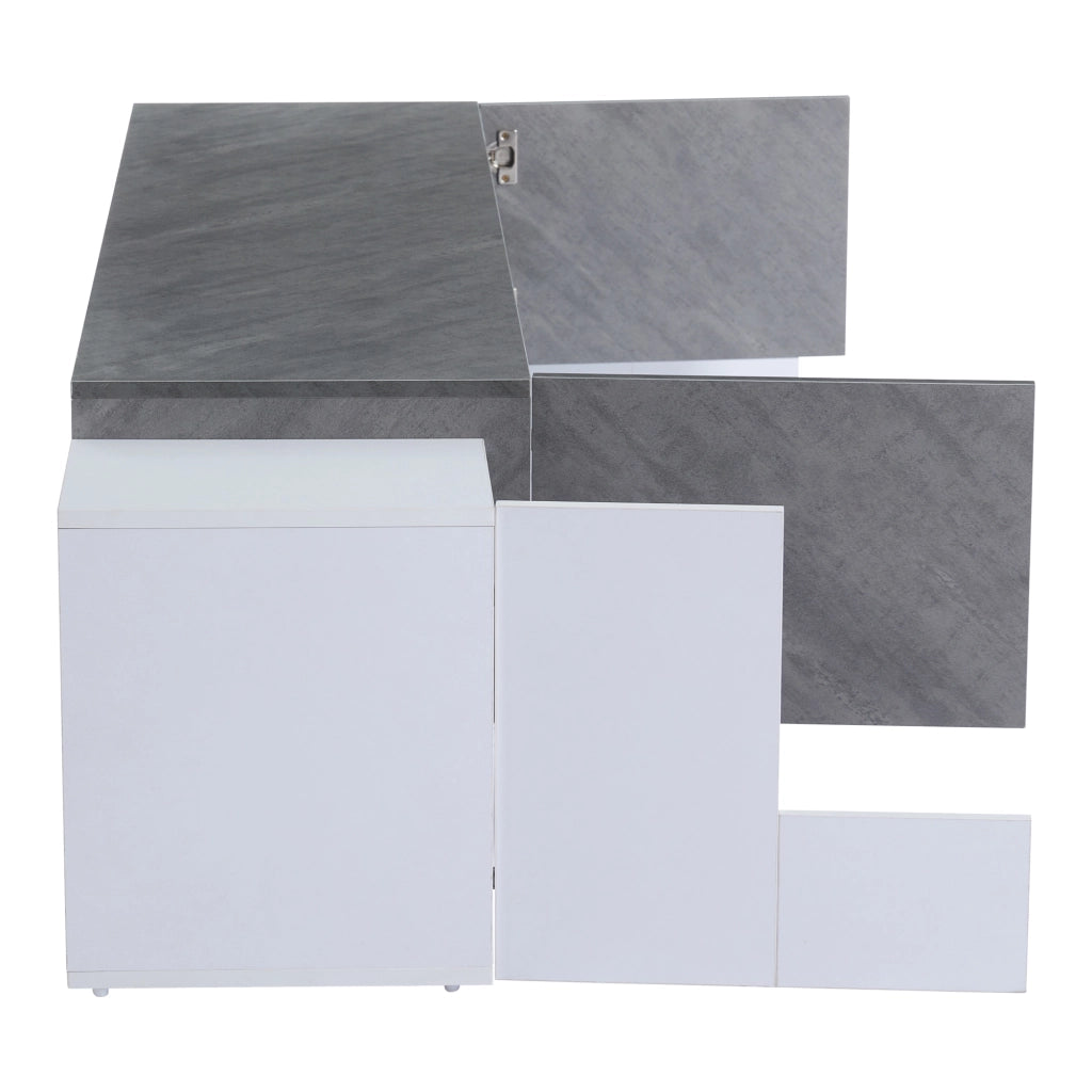 Mobile porta TV con LED, 4 ante, 3 vani e ripiani in vetro, per soggiorno, in MDF, bianco e grigio, 180 × 40 × 46,5 cm