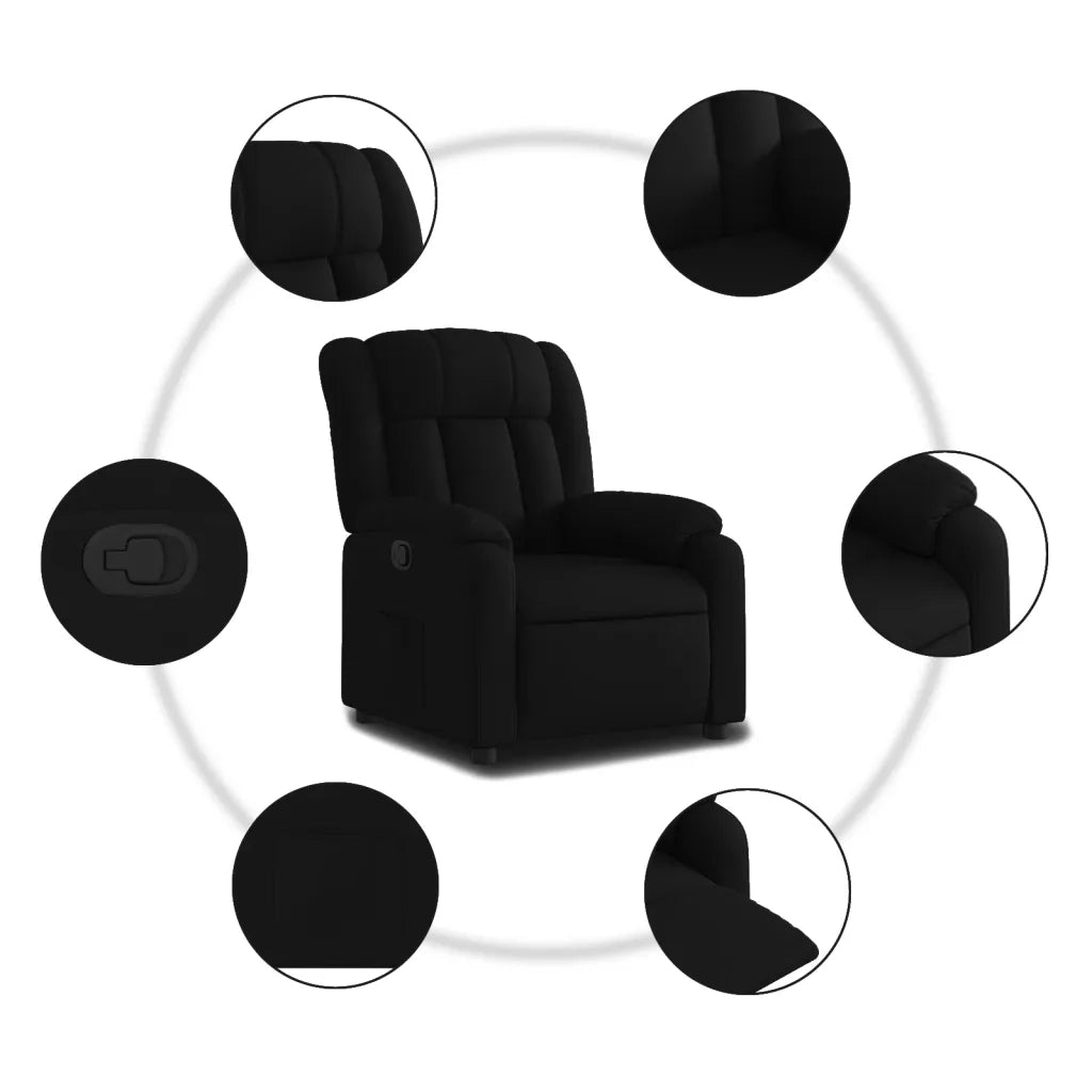 Divano Sedia-Poltrona Reclinabile in Tessuto Nero 284649