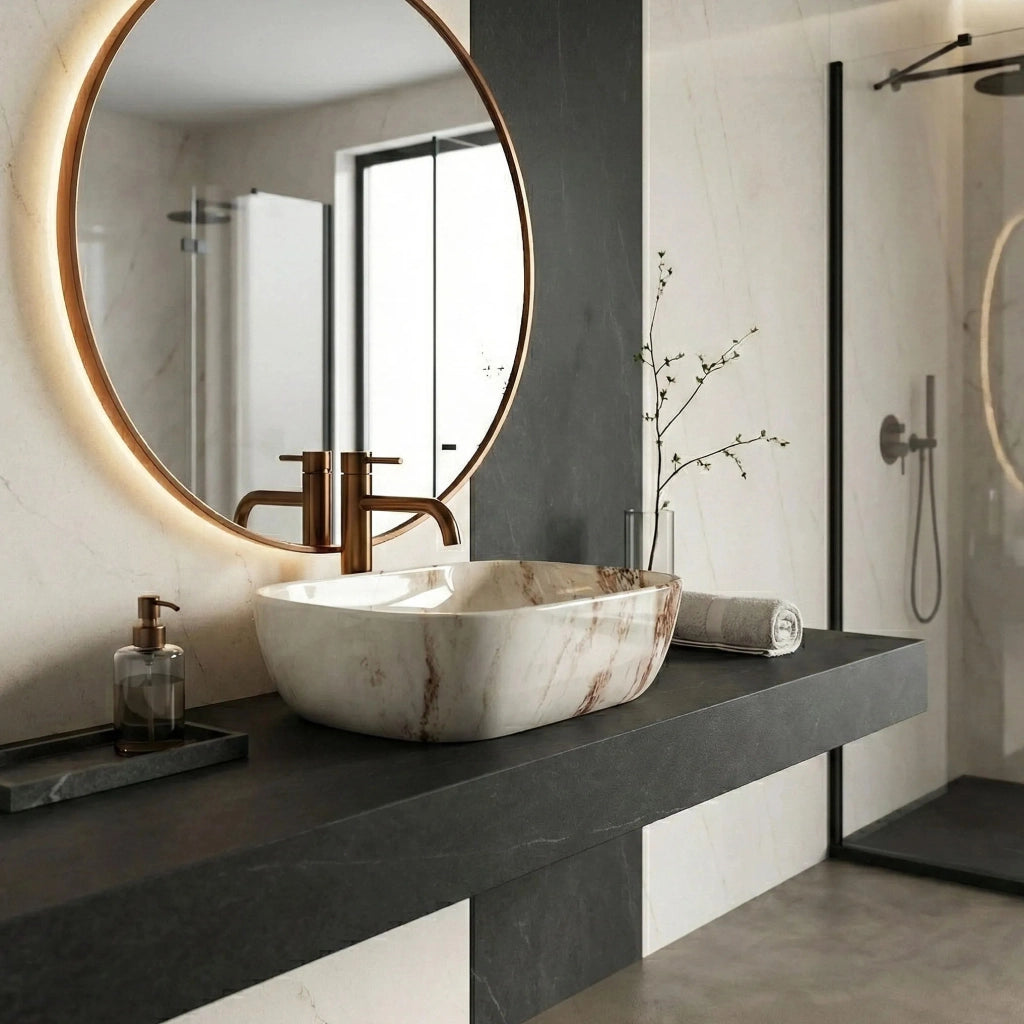 Lavabo Da Appoggio Rea Belinda Marrone Shiny