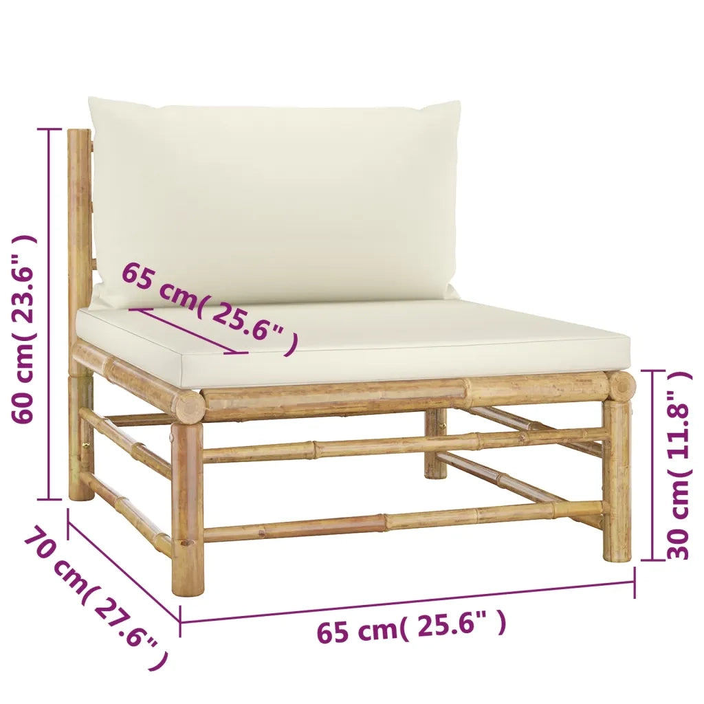 Set Divani da Giardino 4 pz con Cuscini Bianco Crema in BambÃ¹ cod mxl 39488