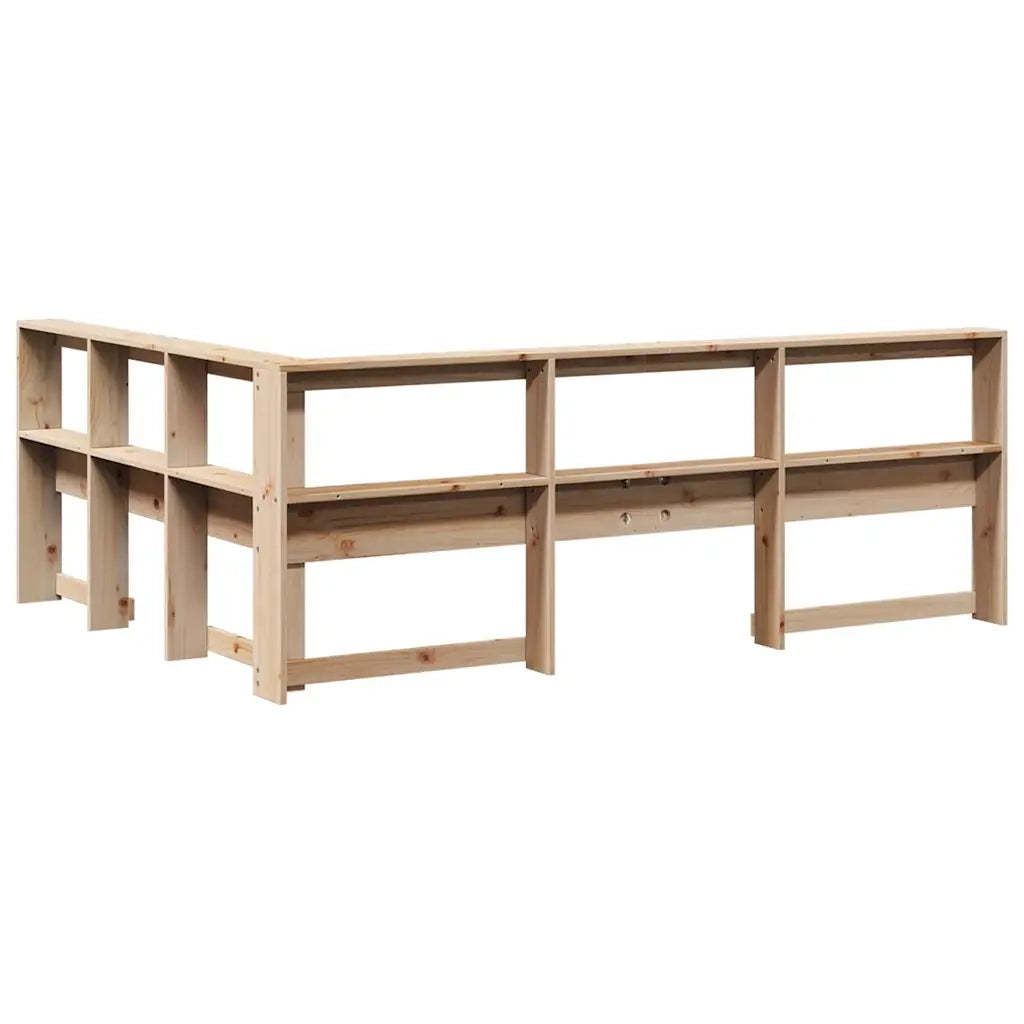 Testiera libreria a L-Testata contenitore 160 cm in Legno Massello di Pino
