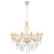 Lampadario con Perline Bianco 12 Lampadine E14 CFW2970223