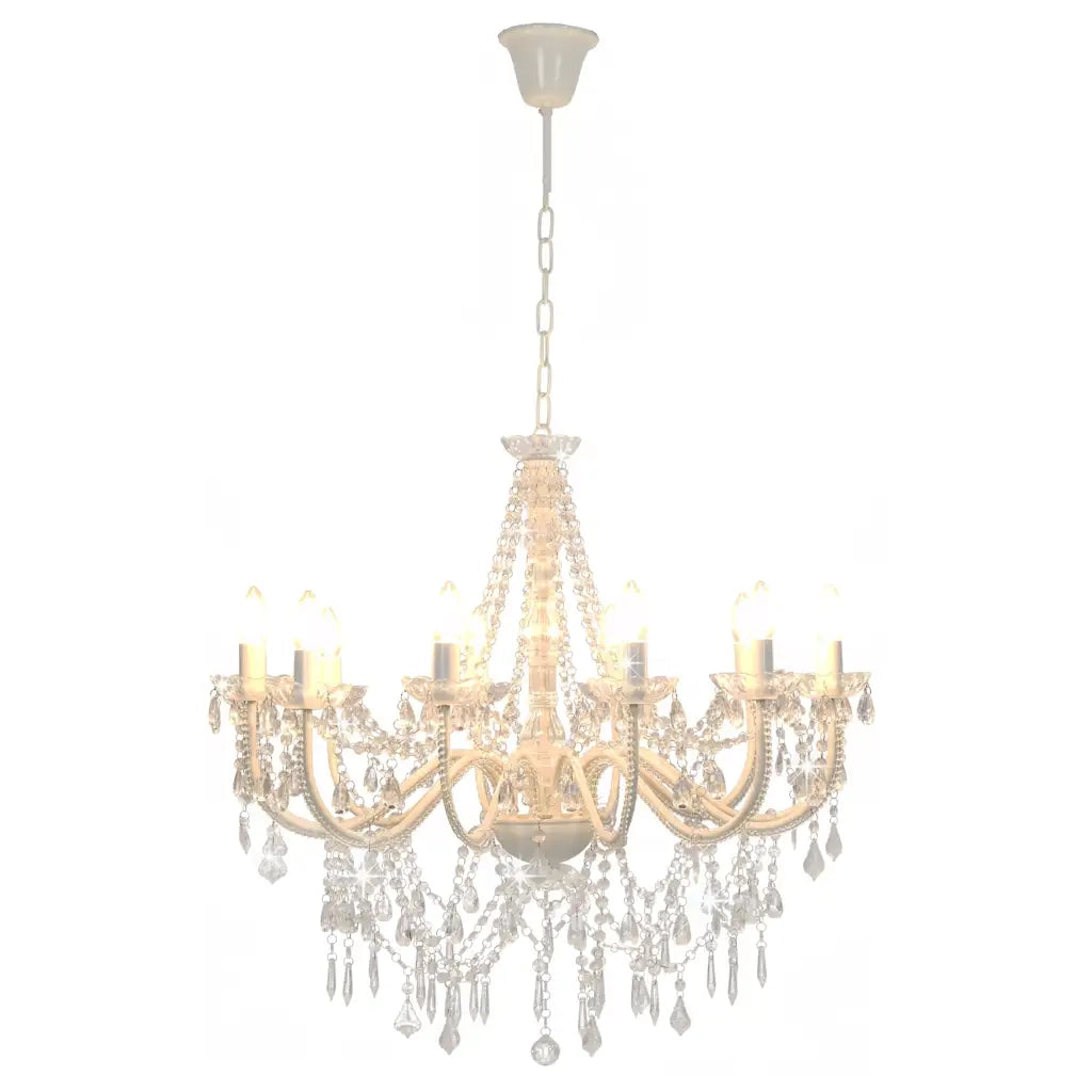 Lampadario con Perline Bianco 12 Lampadine E14 CFW2970223