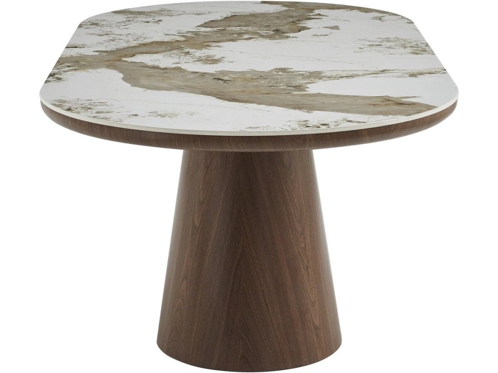 Tavolo da pranzo ovale in ceramica Pandora "Bellagio" - 8 posti a sedere - Beige