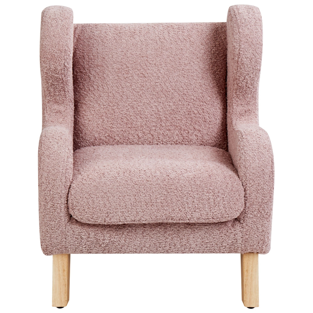 Sedia imbottita in bouclé rosa chiaro con braccioli Sedile per bambini Design moderno