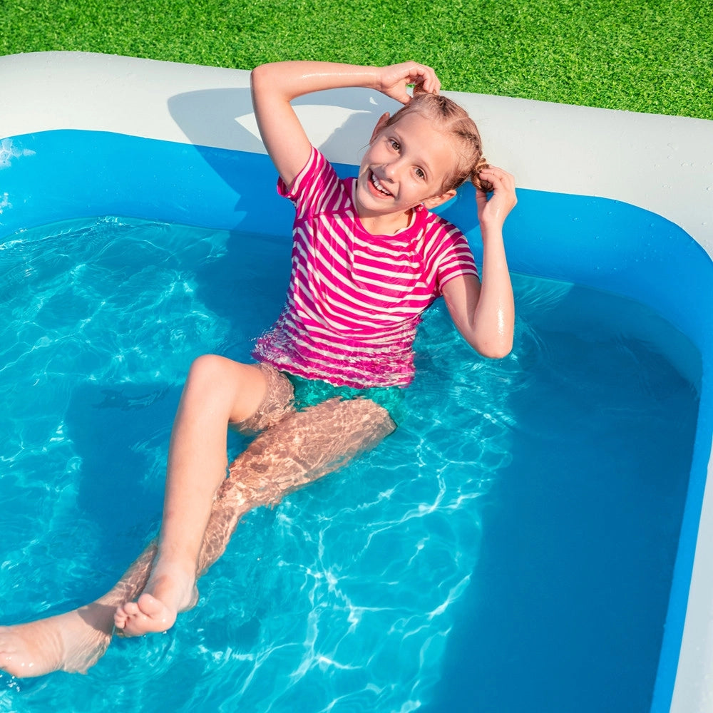 Trade Shop - Piscina Gonfiabile Familiare 305 X 183 X 46 Cm Rettangolare 2 Anelli Giardino 54150 -