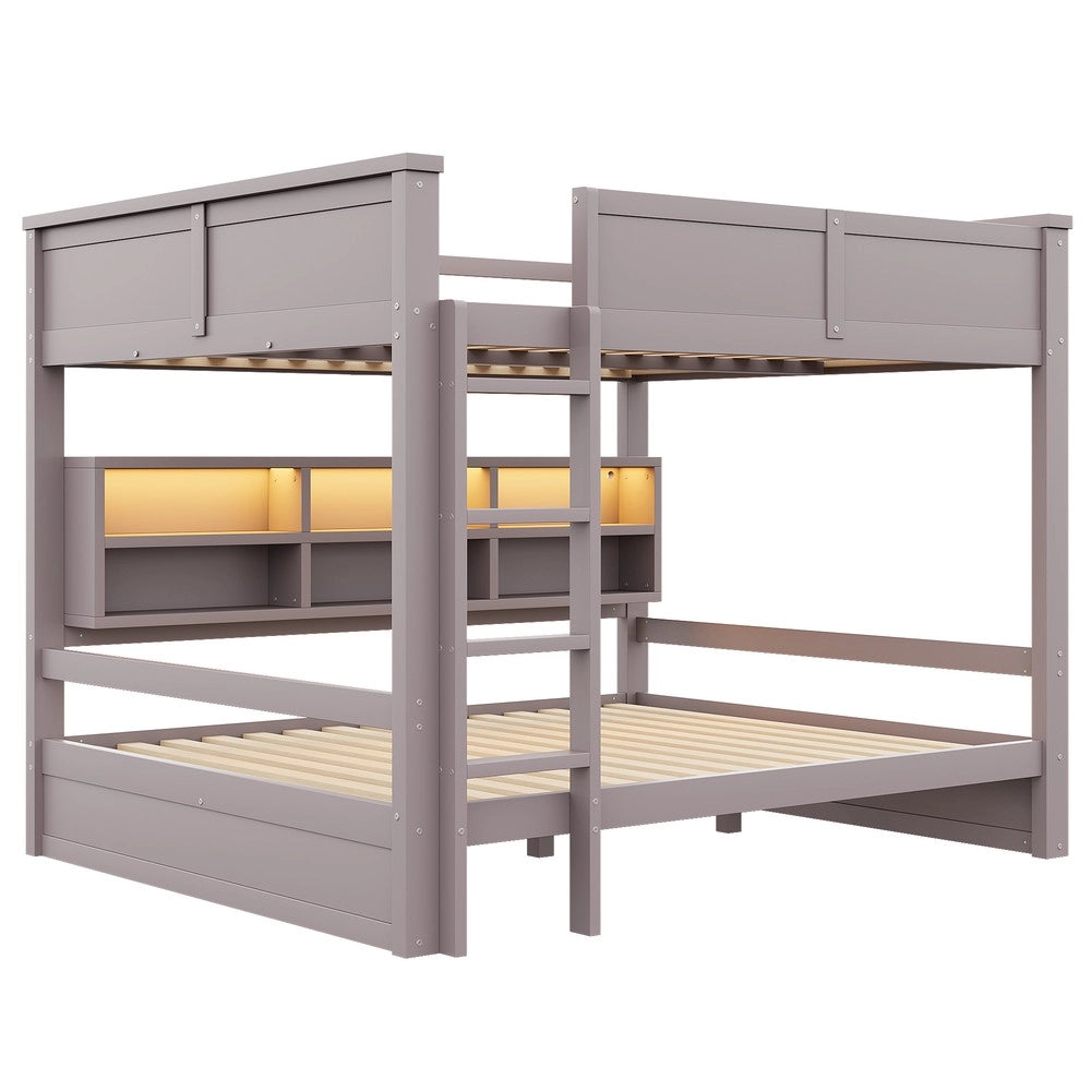 Letto a Castello con Contenitore e LED ¨C MINIMAL ¨C Marrone 160x200