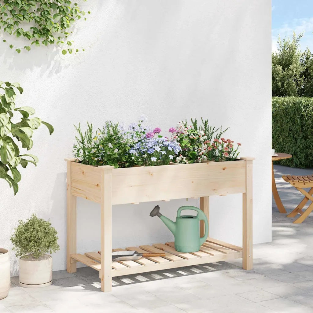 Fioriere | Cassetta per fiori | Vaso da giardino con lo scaffale Beige 115 x 59 x 76,5 cm