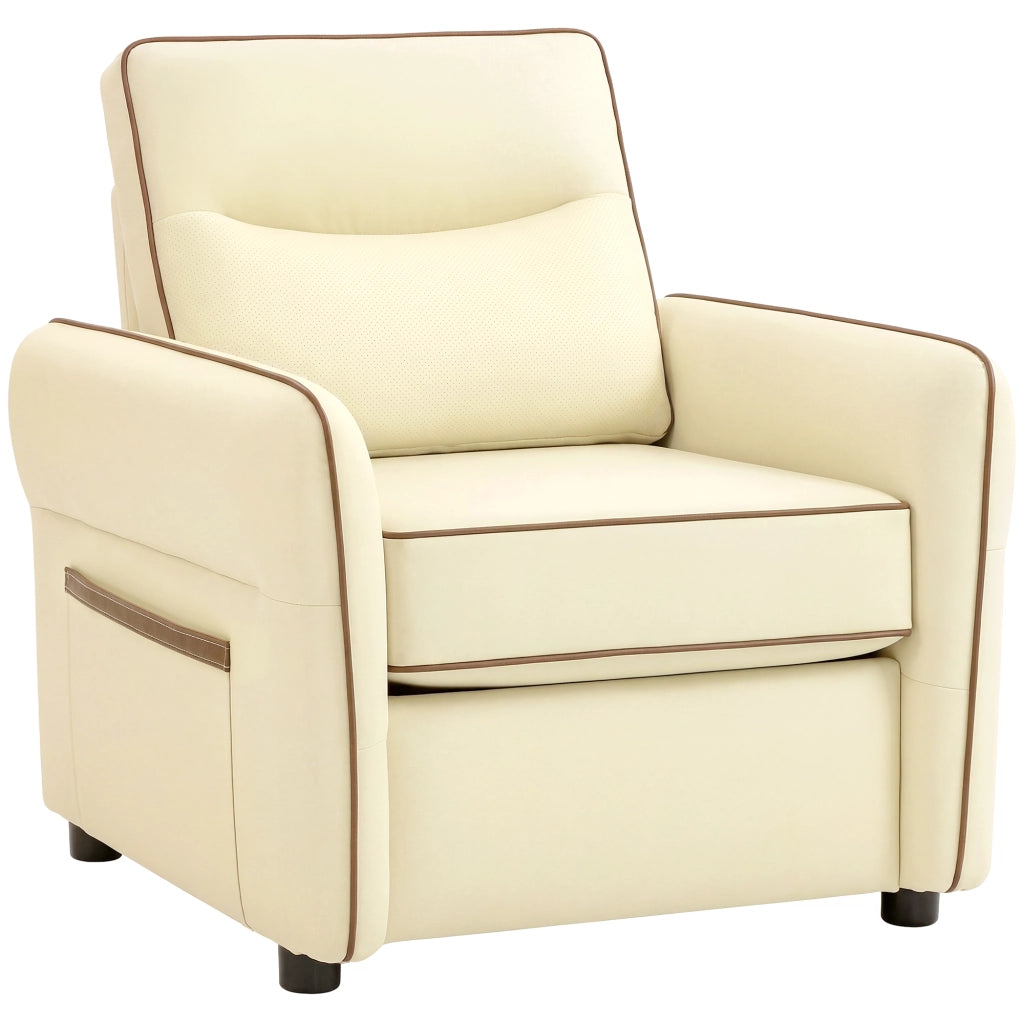 Poltrona Moderna Imbottita con Rivestimento in Similpelle Beige ¨C zephmum ¨C Beige