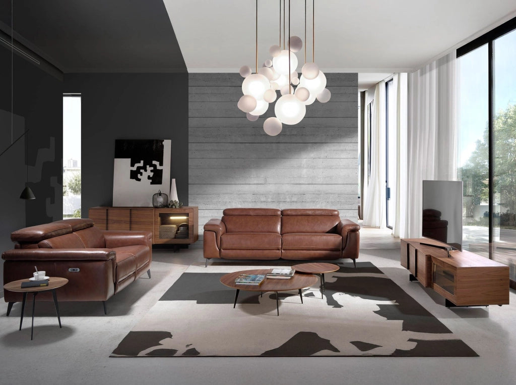 Divano relax a 3 posti in pelle marrone
