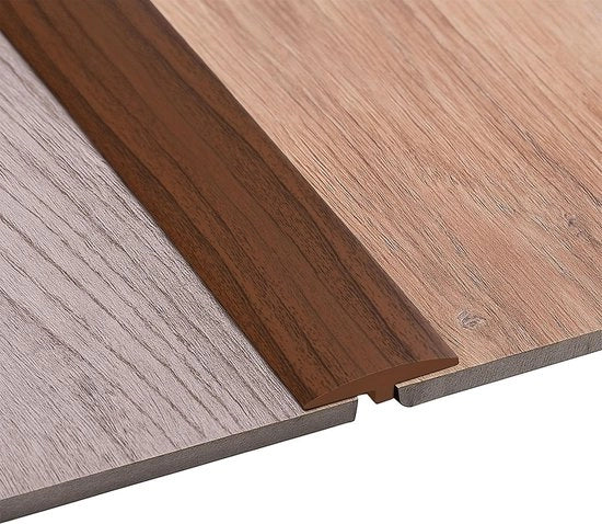 Profilo di transizione autofibro, T, 5 x 300 cm, striscia di transizione flessibile in PVC per tutti i tipi di pavimento, tagliabile e impermeabile (finitura in legno scuro, 1 m)