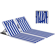 Set 2 Sedie da Mare con Schienale Regolabile ¨C zephmum ¨C Blu e Bianco, Acciaio e Poliestere, 154x57x52 cm