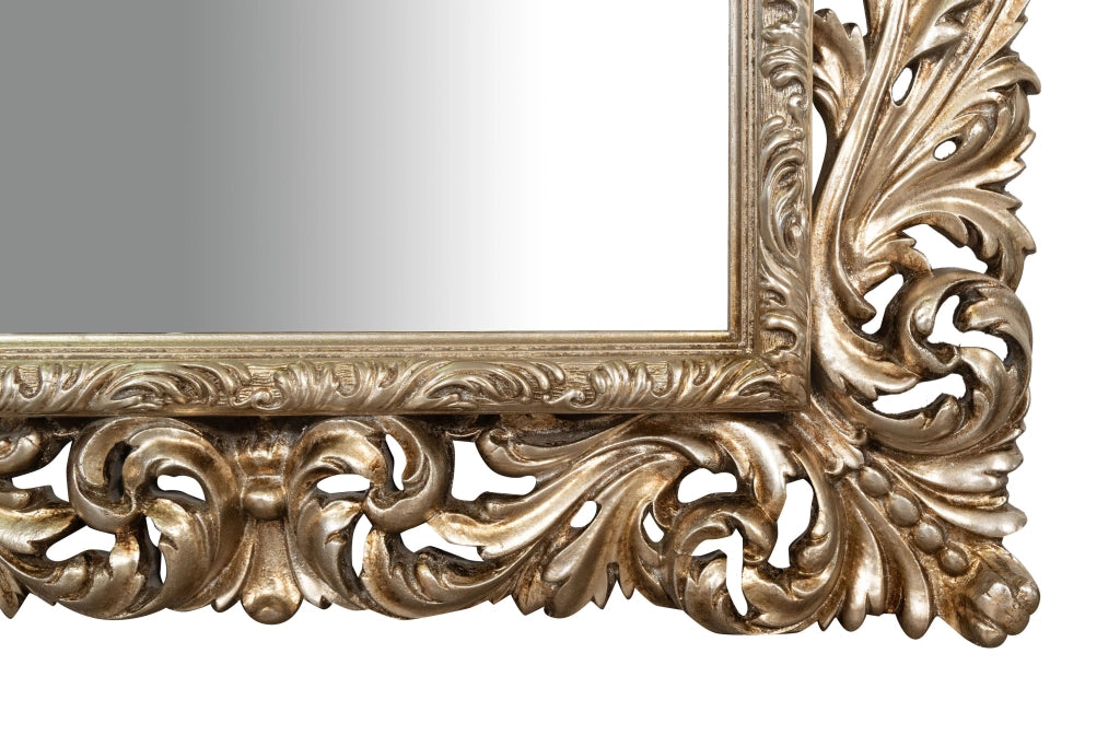 Biscottini SPECCHIERA DA PARETE IN LEGNO FINITURA FOGLIA ARGENTO ANTICATO MADE IN ITALY