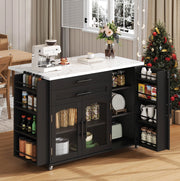 Isola cucina con piano ribaltabile 138x70x90 cm in MDF nero