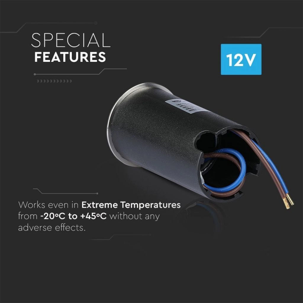 Segnapasso a Cilindro da Interramento 1W Colore Argento 12V 6500K IP67 Driver non Incluso