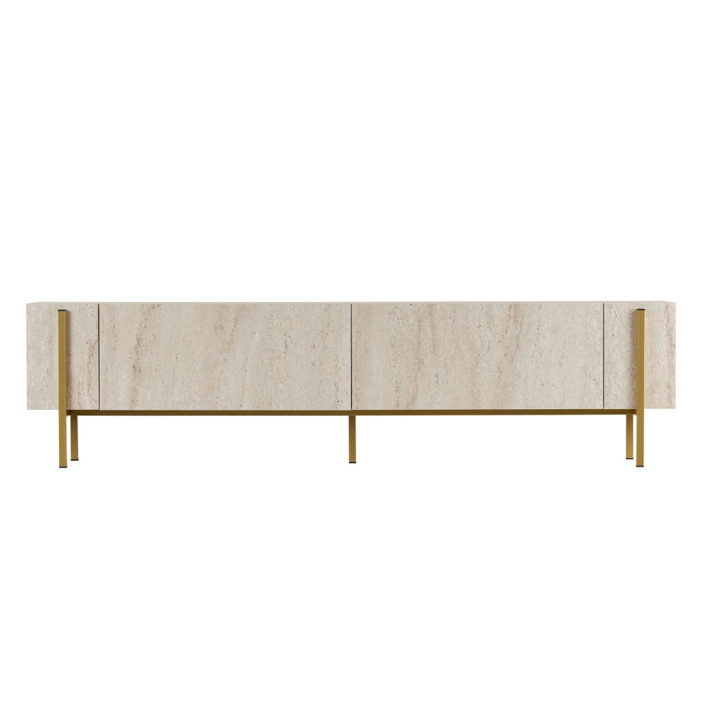 Noga, Mobile Porta tv 2 Ante, 180x30x45h cm Bianco Marmo