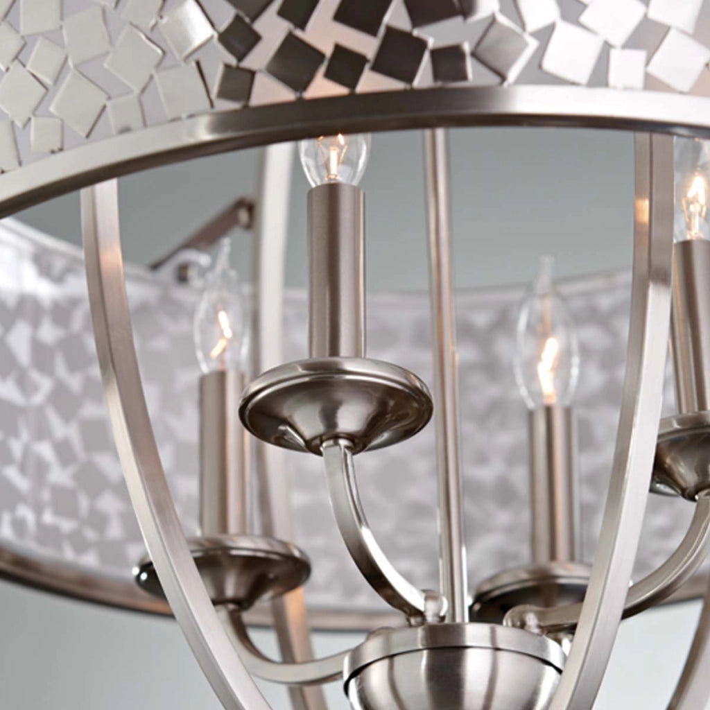Lampadario Zara Feiss acciaio spazzolato 4xE14 Ø61cm