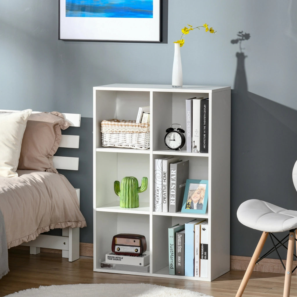 Libreria a Cubi 65,5x30x97,5 cm 6 Vani a Giorno Rivestimento in Melamina Bianco
