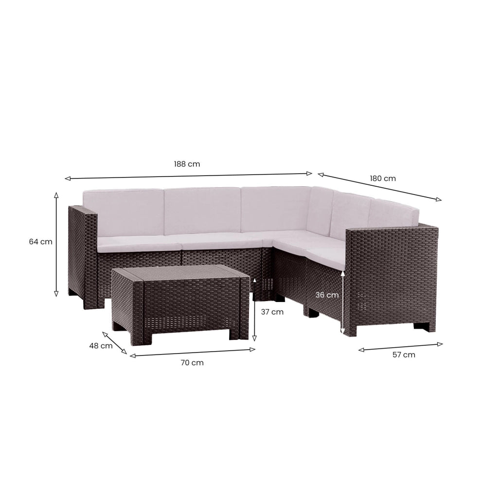 Set salotto da esterno Camerota, Salottino outdoor, Set da balcone o giardino, Composizione soggiorno per esterni, Made in Italy, Marrone