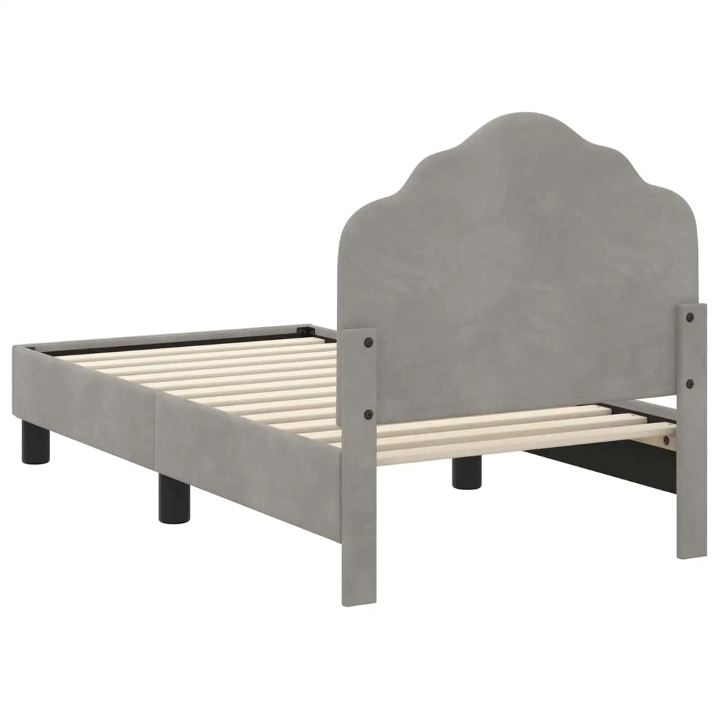Struttura letto per bambini con testata-Giroletto per bambini Grigio Chiaro Velluto 729476