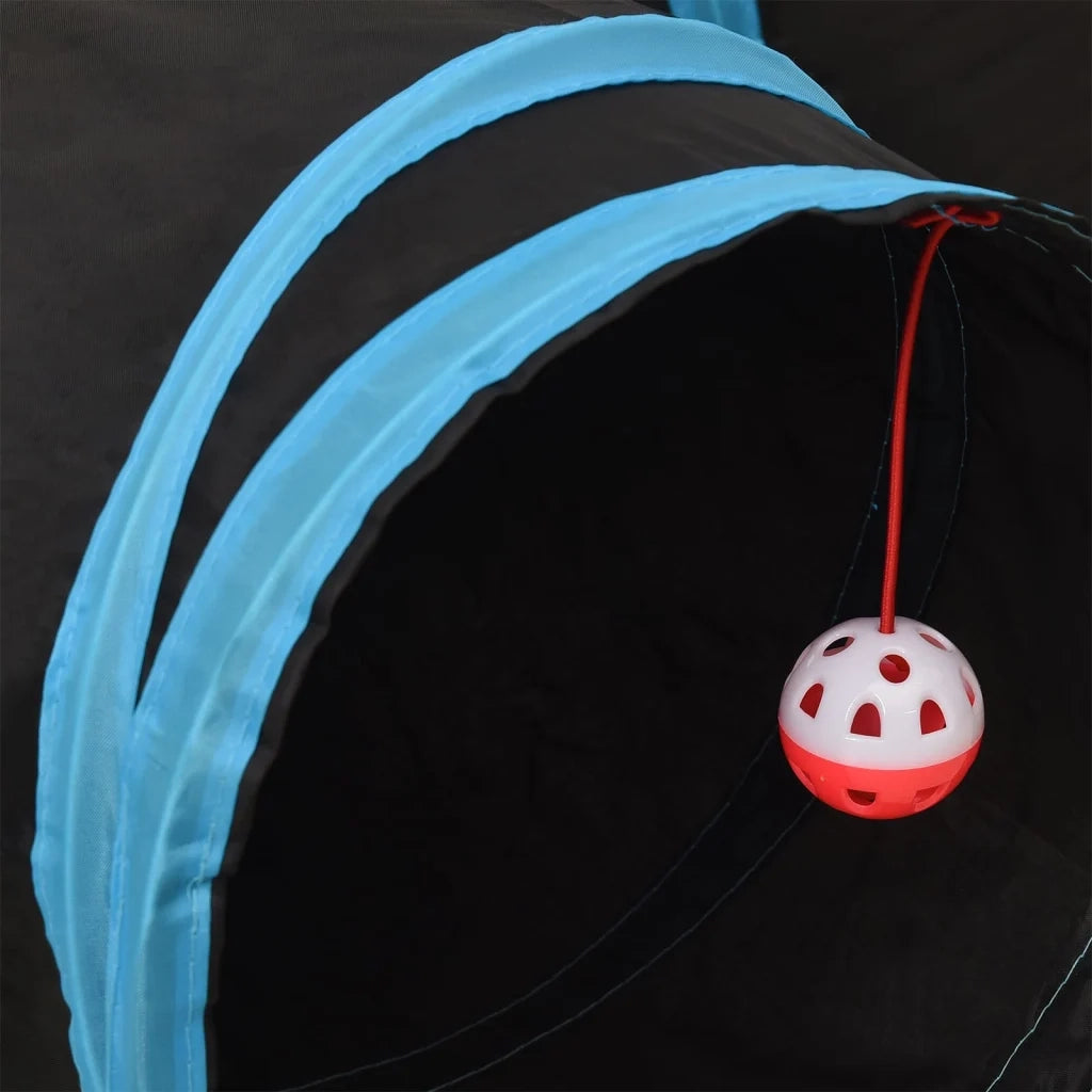 Tunnel per Gatti a 3 Vie Nero e Blu 90 cm in Poliestere CFW4811101