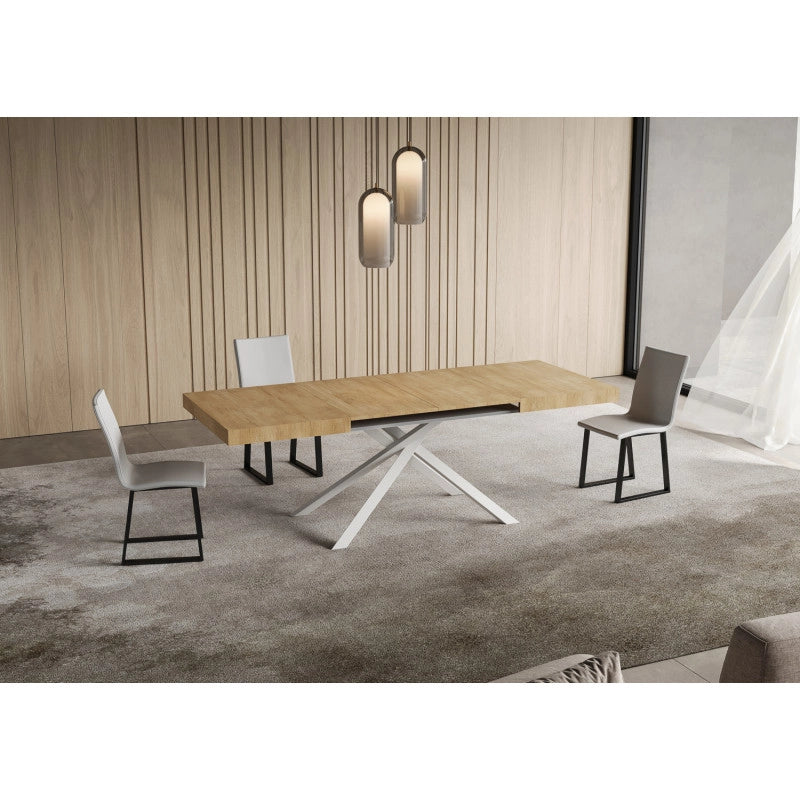 Tavolo allungabile 140/224x80cm Niket telaio Bianche - Noce